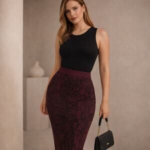 Express x Negin Mirsalehi Snakeprint Bodycon Knit Skirt Sz M Y2K Minimalist Glam